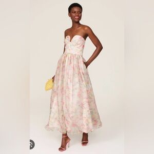 Monique Lhuillier floral crinkle organza dress